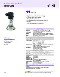 Thumbnail of document Data Sheet - 11 Series Sanitary Clamp Press. Transmitters